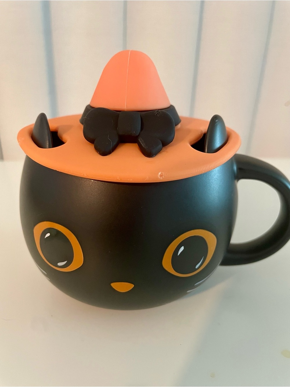 Starbucks Black and Orange Halloween Cat Mug with Hat RARE COLLECTABLE